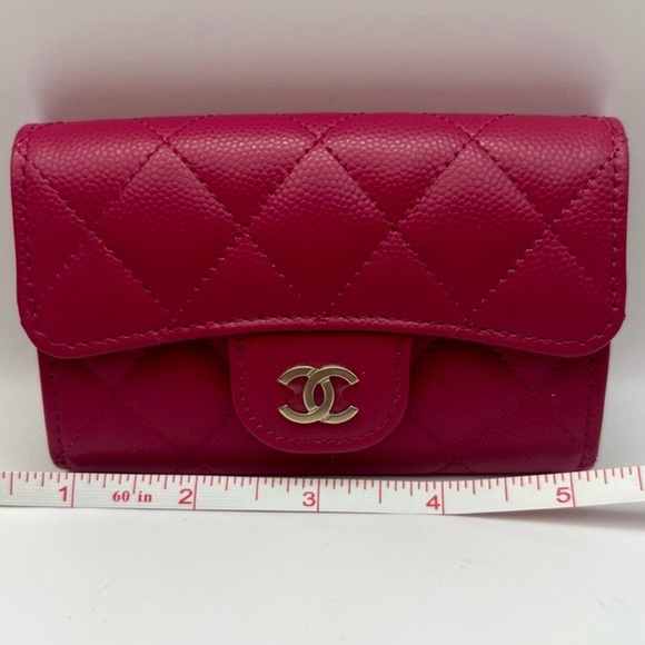 Rare HTF Chanel Wallet Pink 2022 Interlocking CC Wallet Snap Pink Chanel Wallet - Picture 3 of 11
